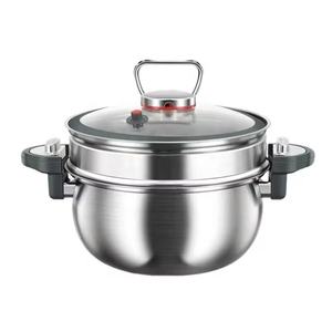 Stainless Steel Steamer Pot with Glass Lid – Multi-Layer Cooking Steamer with Pressure Valve | Durable Soup & Steaming Pot for Gas Stove