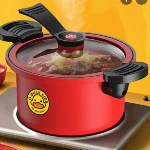 Non-Stick Pressure Cooker Pot with Glass Lid – Double Lock Heat System | Easy Pressure Release Valve | Durable Cooking Pot for Gas Stove 8 Liter