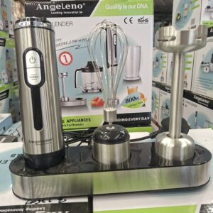 Angeleno G5 800W Hand Blender Set – 4-in-1 Stainless Steel Immersion Blender with Chopper Bowl, Whisk, Turbo Speed Control & Measuring Cup