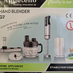 Angeleno G7 800W Hand Blender Set – 5-in-1 Stainless Steel Immersion Blender with Chopper, Double Whisk, Turbo Speed Control & Measuring Cup with 2 Years Warranty