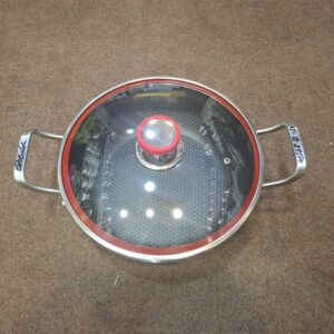Contay Stainless Steel Wok Kadai with Tempered Glass Lid, SUS316L Premium Steel, Induction Compatible, All Hobs, Dishwasher Safe Cookware